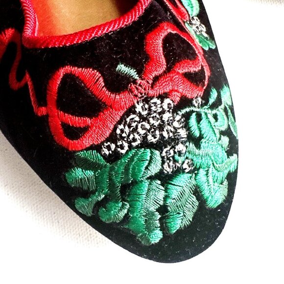 Mootisies Tootisies Vintage Velvet Christmas Theme Embroidered Flats 7.5 - Picture 4 of 11